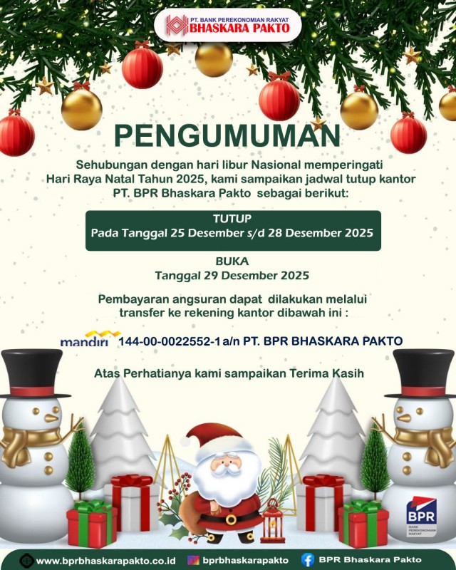 PENGUMUMAN LIBUR NATAL TAHUN 2025